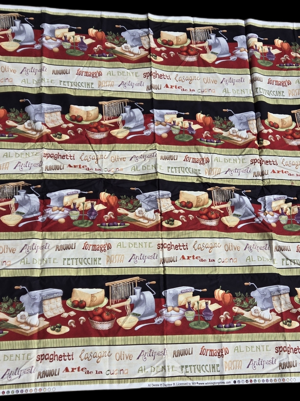 Wilmington Prints Al Dente Italian Pasta Fabric 48x44 Kitchen Cotton